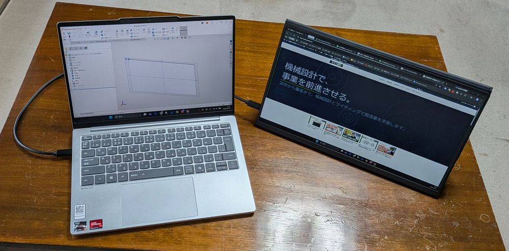 USB-Cケーブル1本でつながるモバイルモニターのイメージ